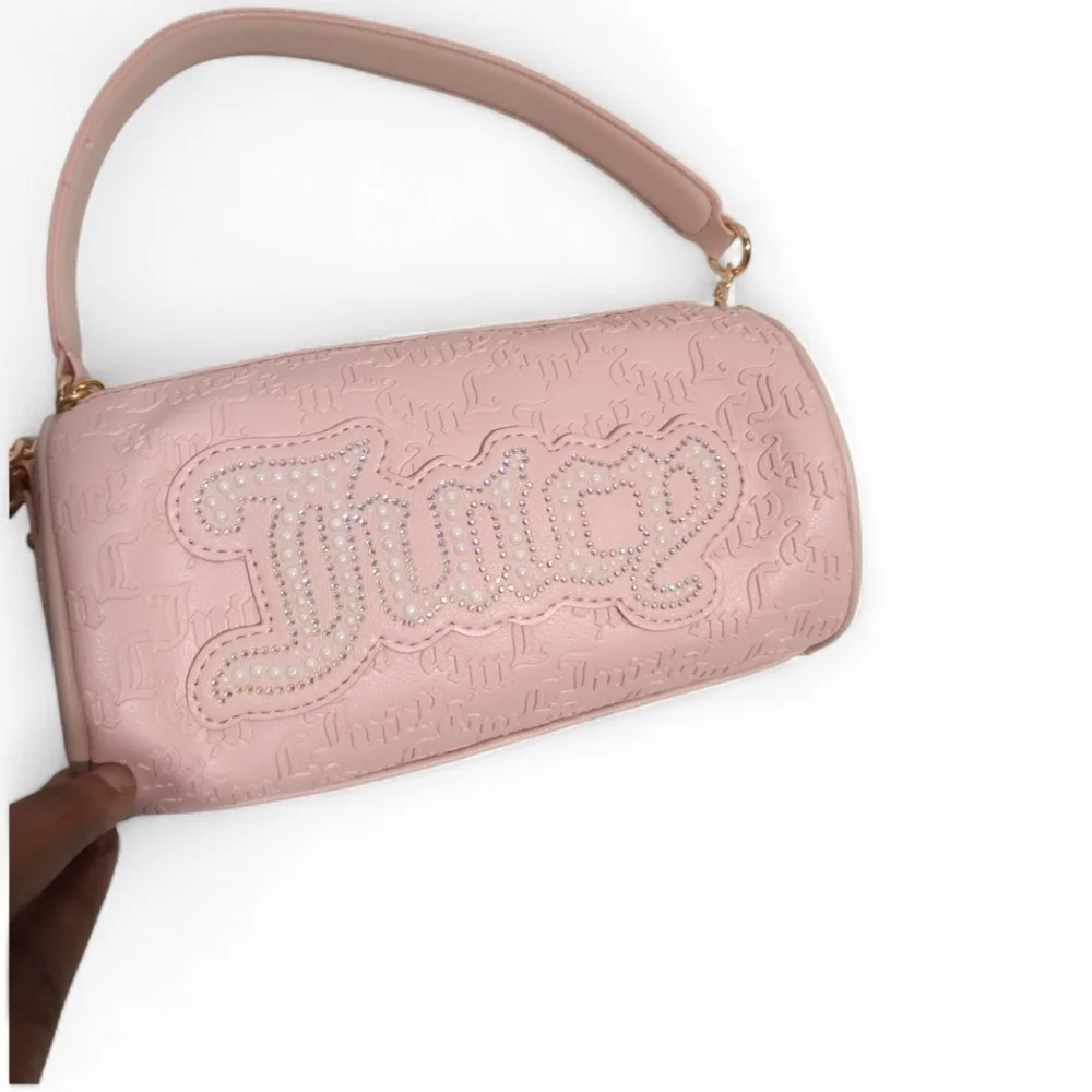 Juicy Couture Pink Barrel Bag Rhinestone Logo Y2K Shoulder Purse